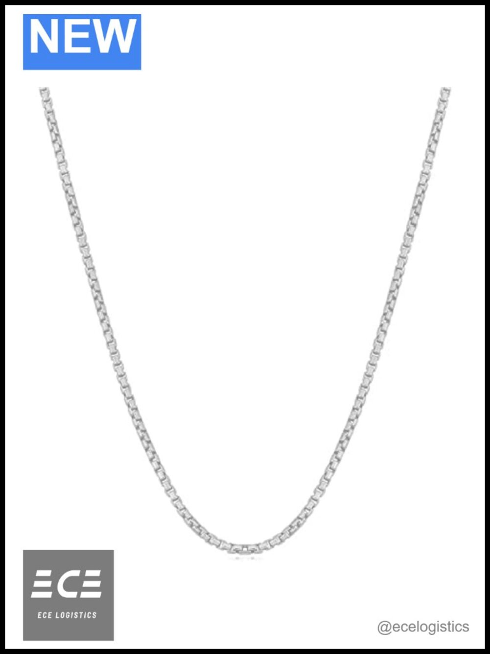 925 Sterling Silver 2.5MM Round Box Chain Necklace Lobster Clasp